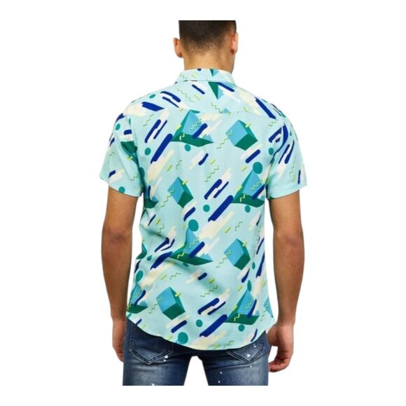 Maison Noir Finley Short Sleeve Button-front Shirt Retro 80s 90s Men's Large - Picture 4 of 10